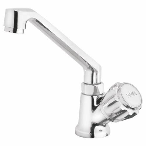 Swan Neck Pillar Cock with Swinging Flat Spout Chrome